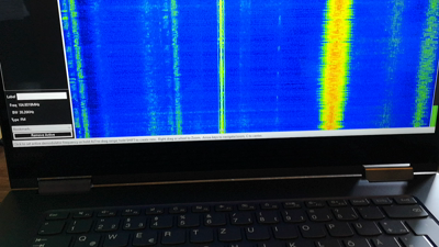 A video of me listening to the radio through an SDR (*Software Defined Radio*) meaning a cheap antenna that can be plugged into my Laptop via USB where I can digitally switch from station to station with a radio wave visualizer