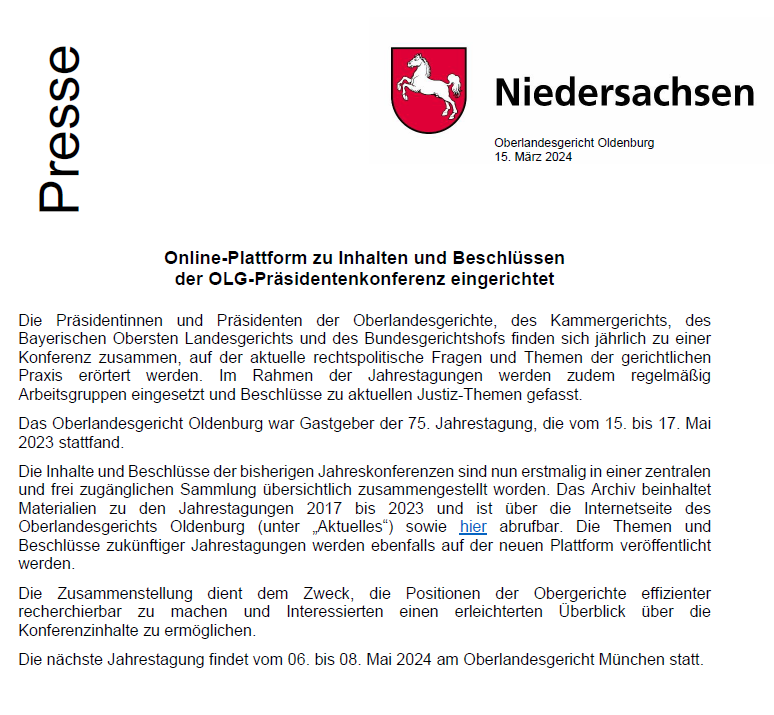 Oberlandesgericht Oldenburg (olgoldenburgmastodon.de) MastodonDE