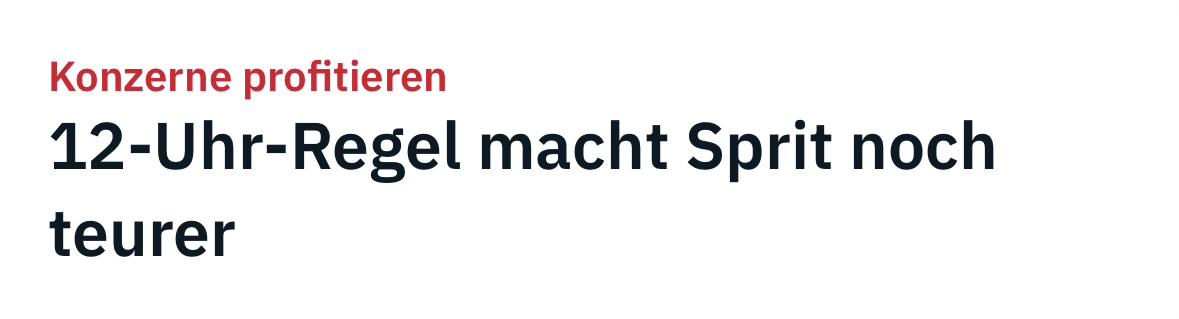Konzerne profitieren
12-Uhr-Regel macht Sprit noch
teurer